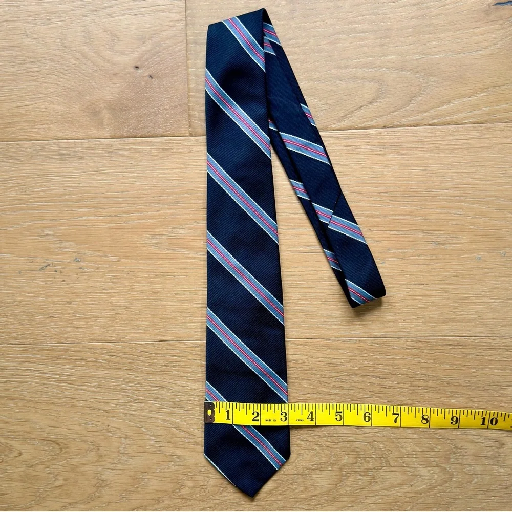 Vintage St. Honore Paris Men's Repp Stripe Tie Black Blue Maroon White